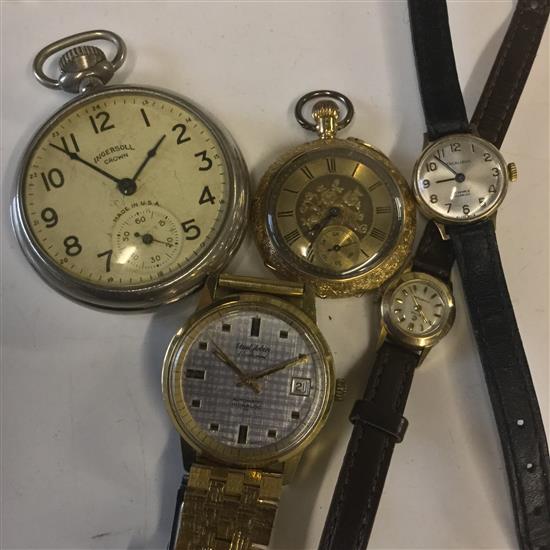 Gold fob watch and 4 others